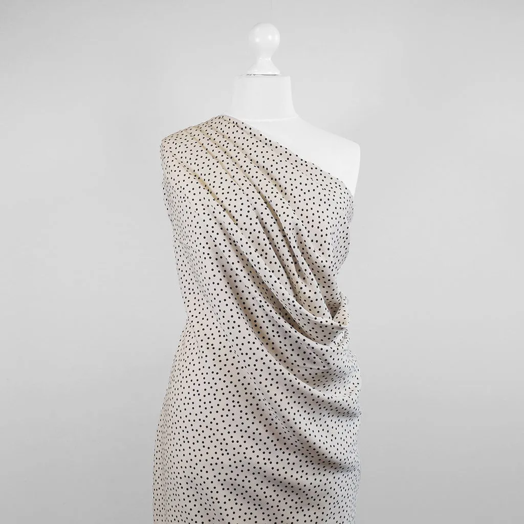 Linz - Parchment Cream Dotty Viscose Woven Twill Fabric Sample