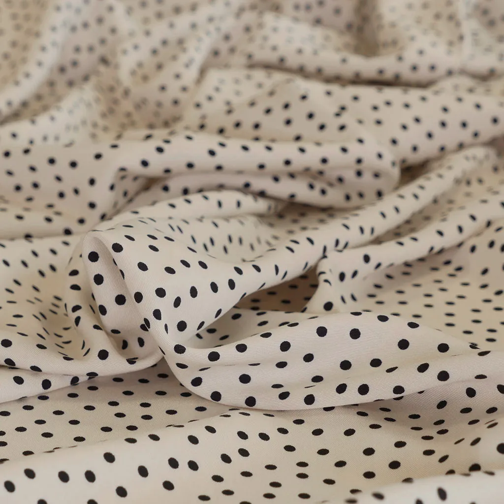 Linz - Parchment Cream Dotty Viscose Woven Twill Fabric Sample