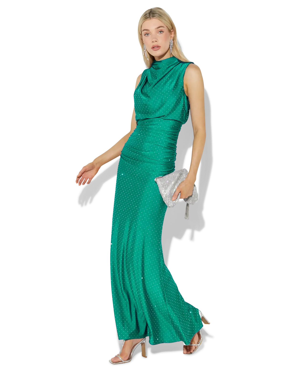 Mira Emerald Diamante Gown
