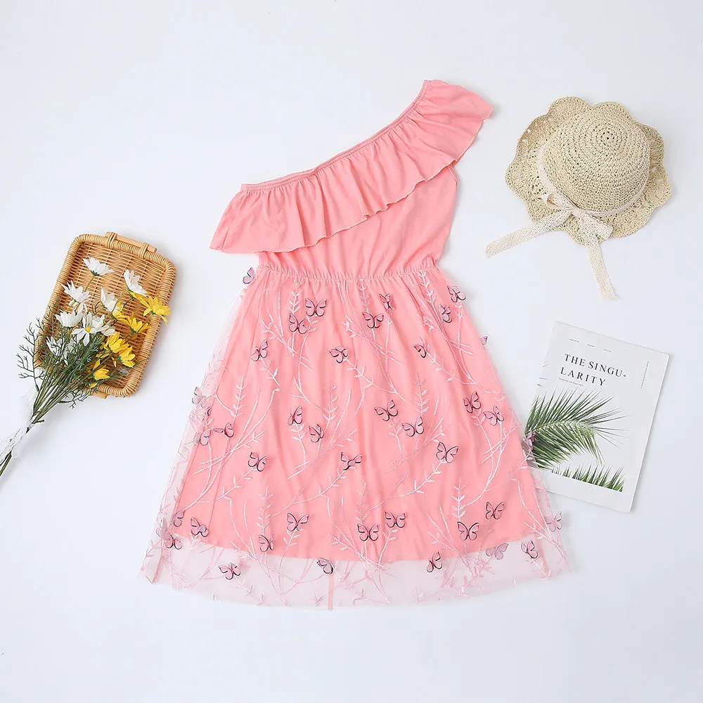 Mom & Me One Shoulder Mesh Dress