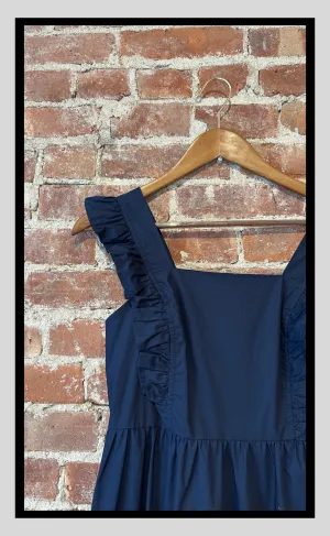Navy Ruffle Dreams Midi Dress