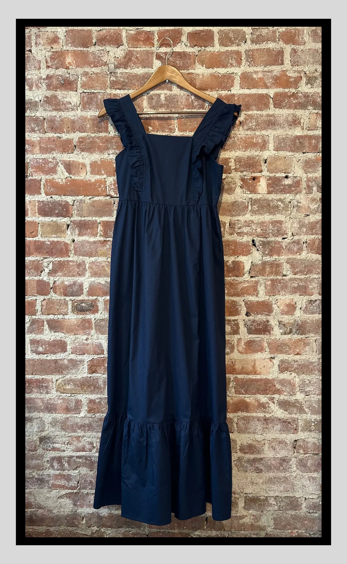 Navy Ruffle Dreams Midi Dress