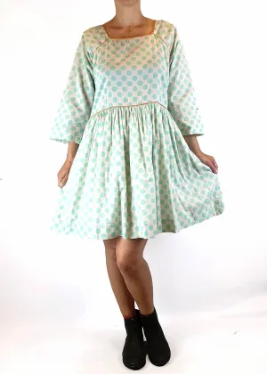 Obus blue polka dot print 3/4 length sleeve dress size 1, best fits size 8