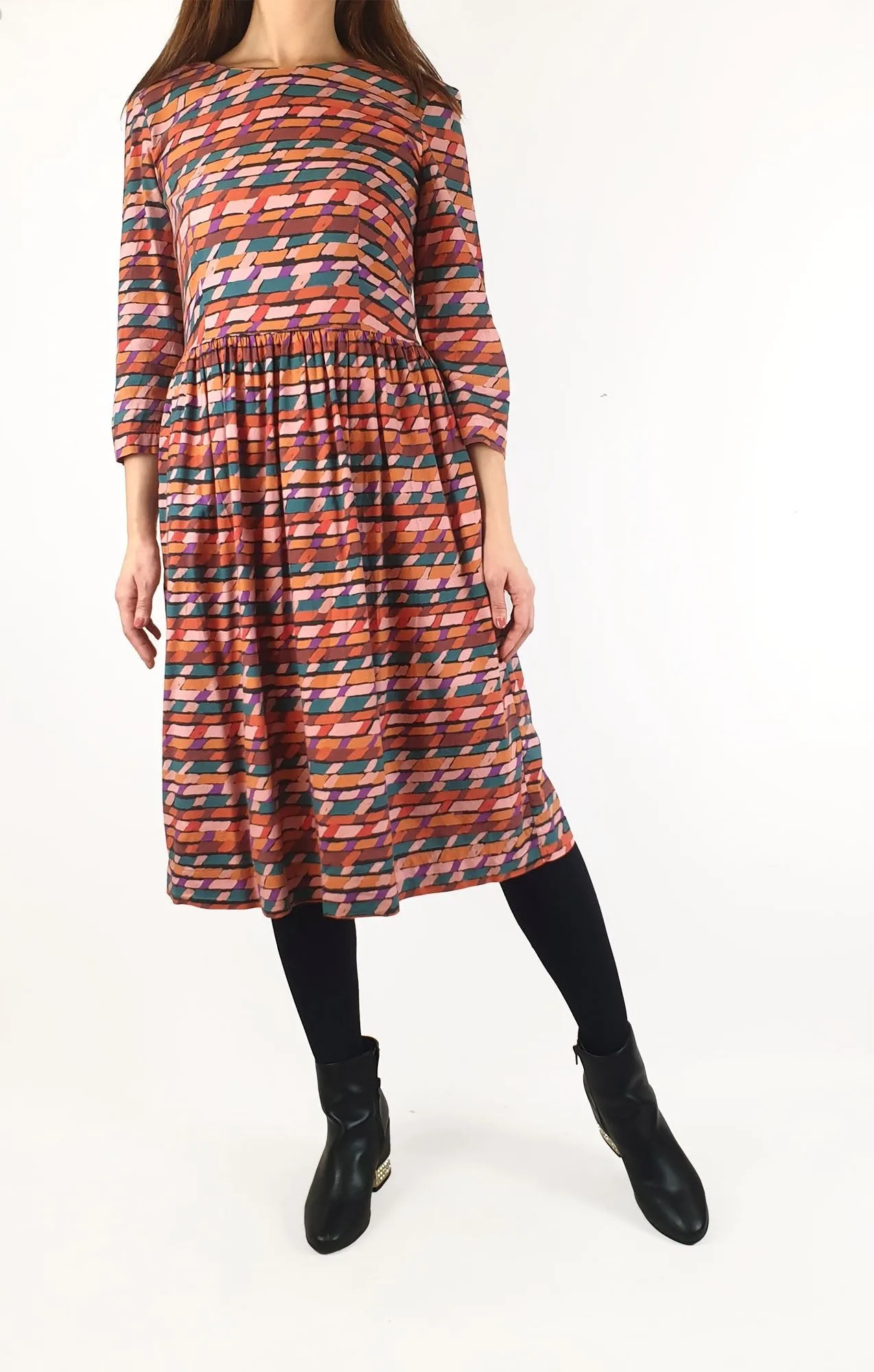 Obus colourful long sleeve dress size 2, best fits 10