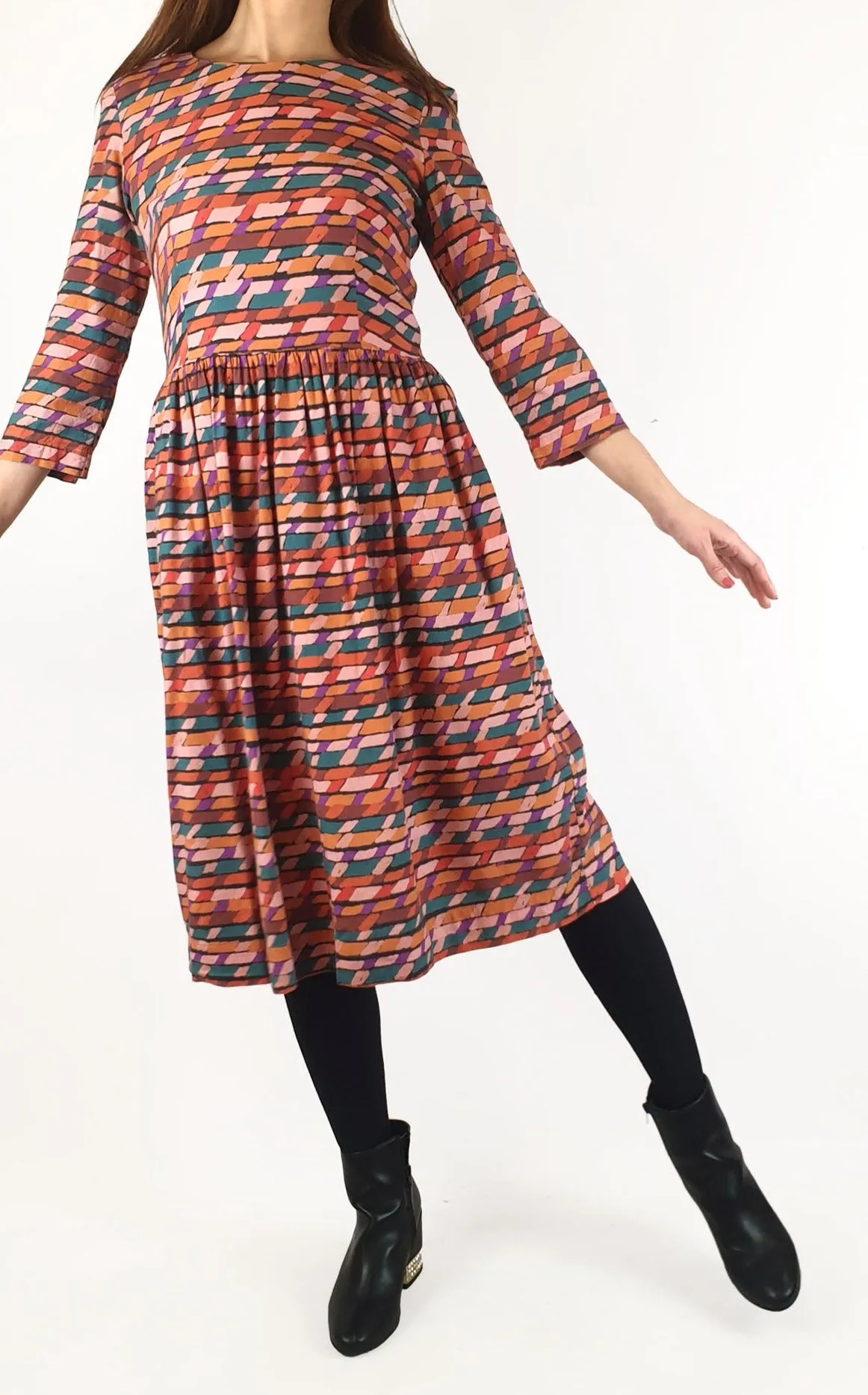 Obus colourful long sleeve dress size 2, best fits 10