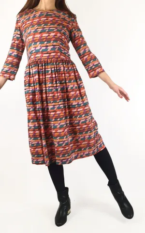 Obus colourful long sleeve dress size 2, best fits 10