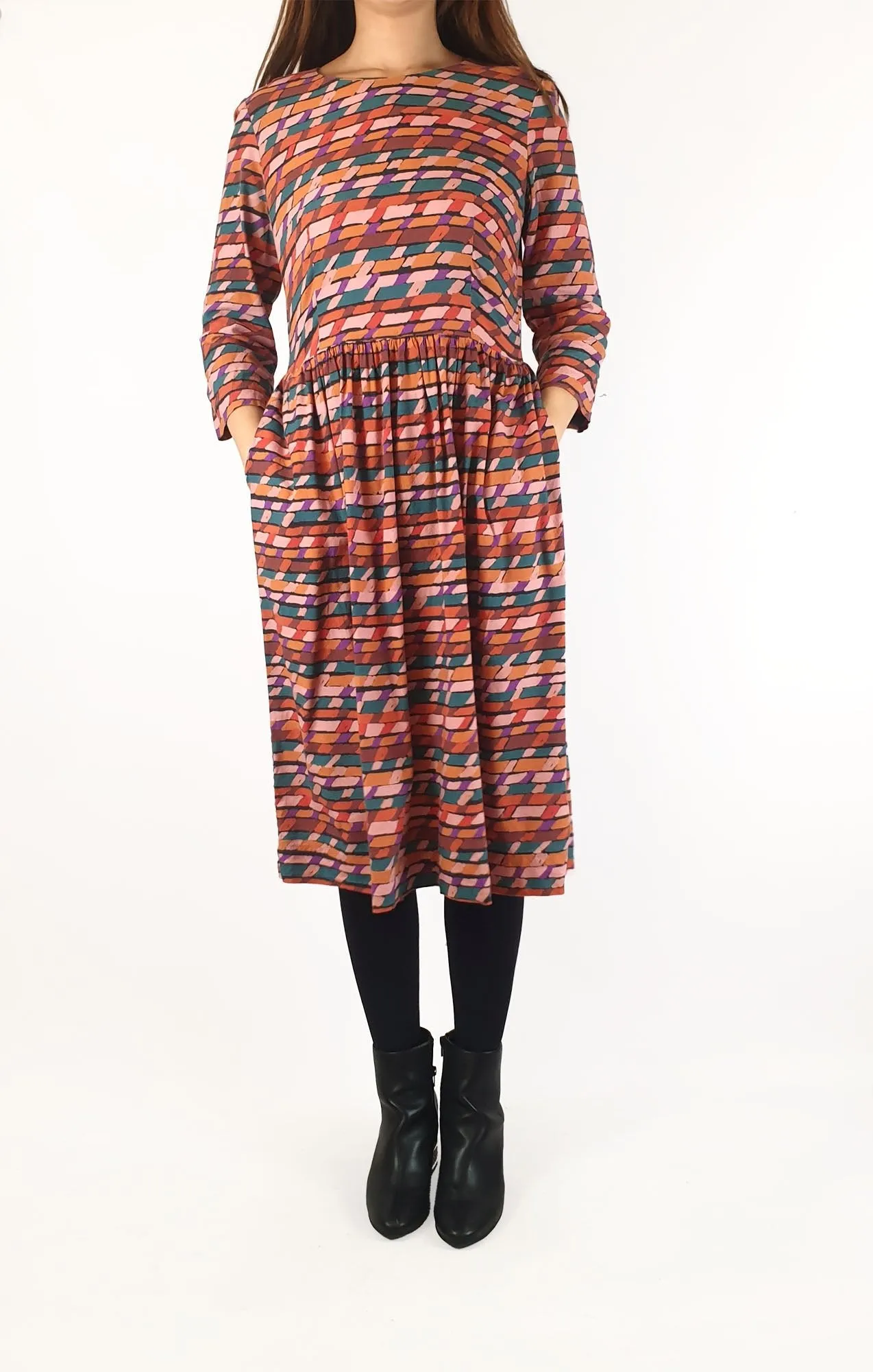 Obus colourful long sleeve dress size 2, best fits 10