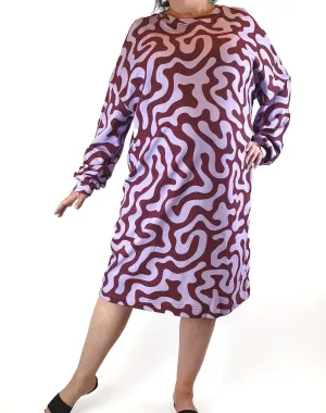 Obus purple print long sleeve dress size 16