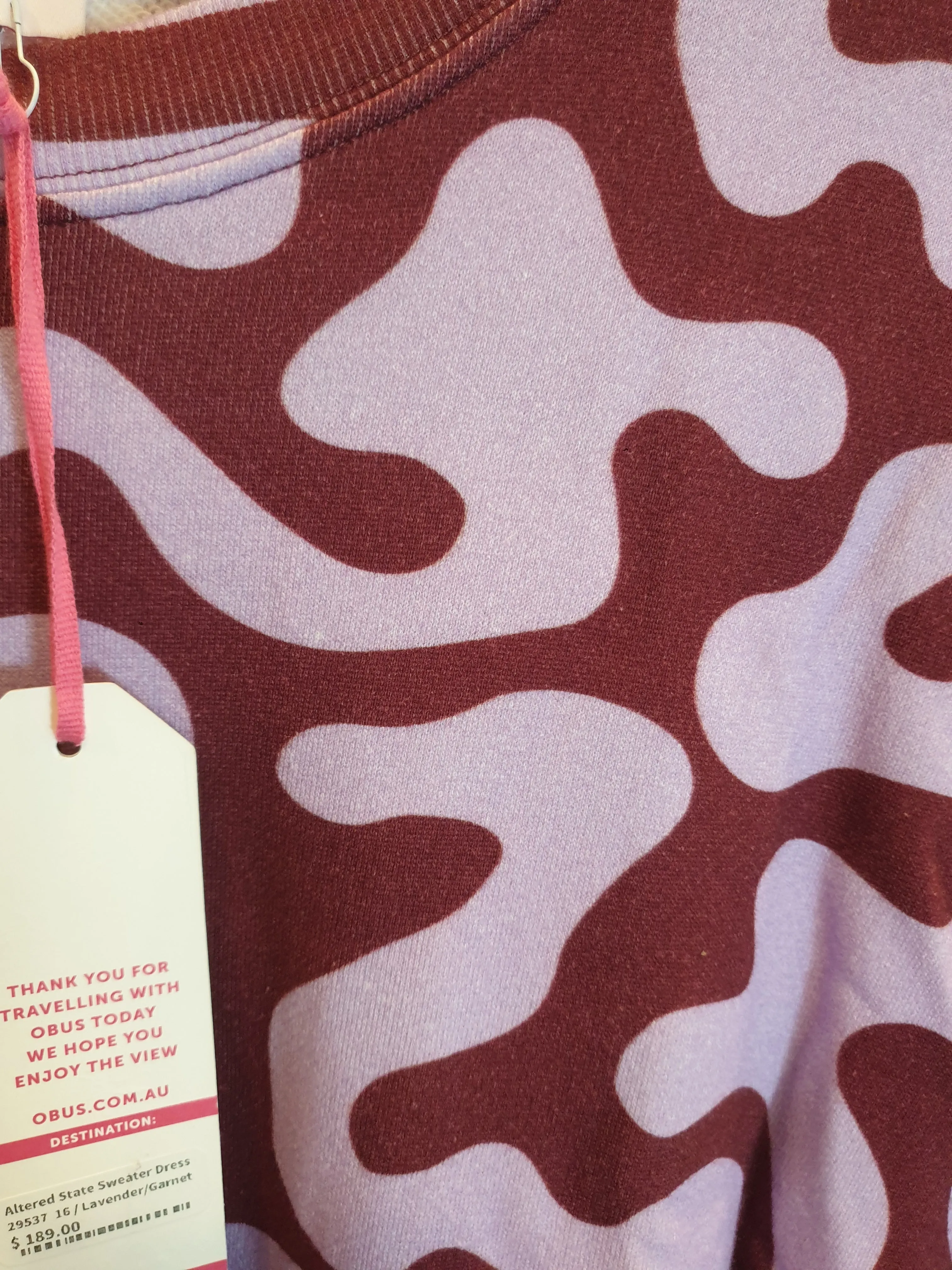 Obus purple print long sleeve dress size 16