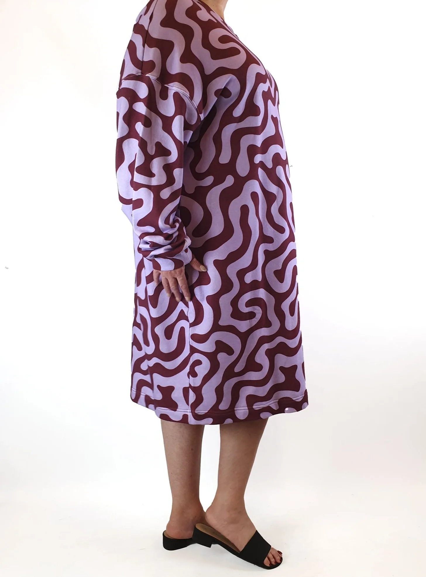 Obus purple print long sleeve dress size 16