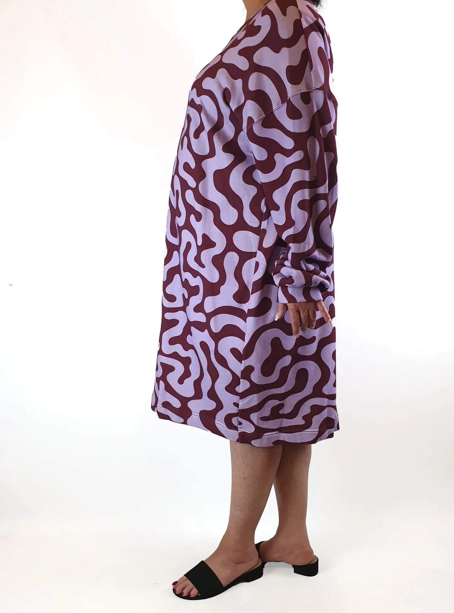 Obus purple print long sleeve dress size 16