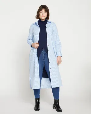 Odeon Stretch Poplin Shirtdress - Blue/White Stripe