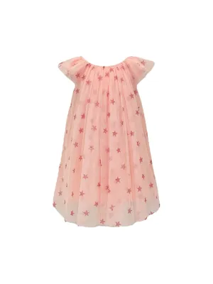 Peach Sparkle Star Tulle Dress