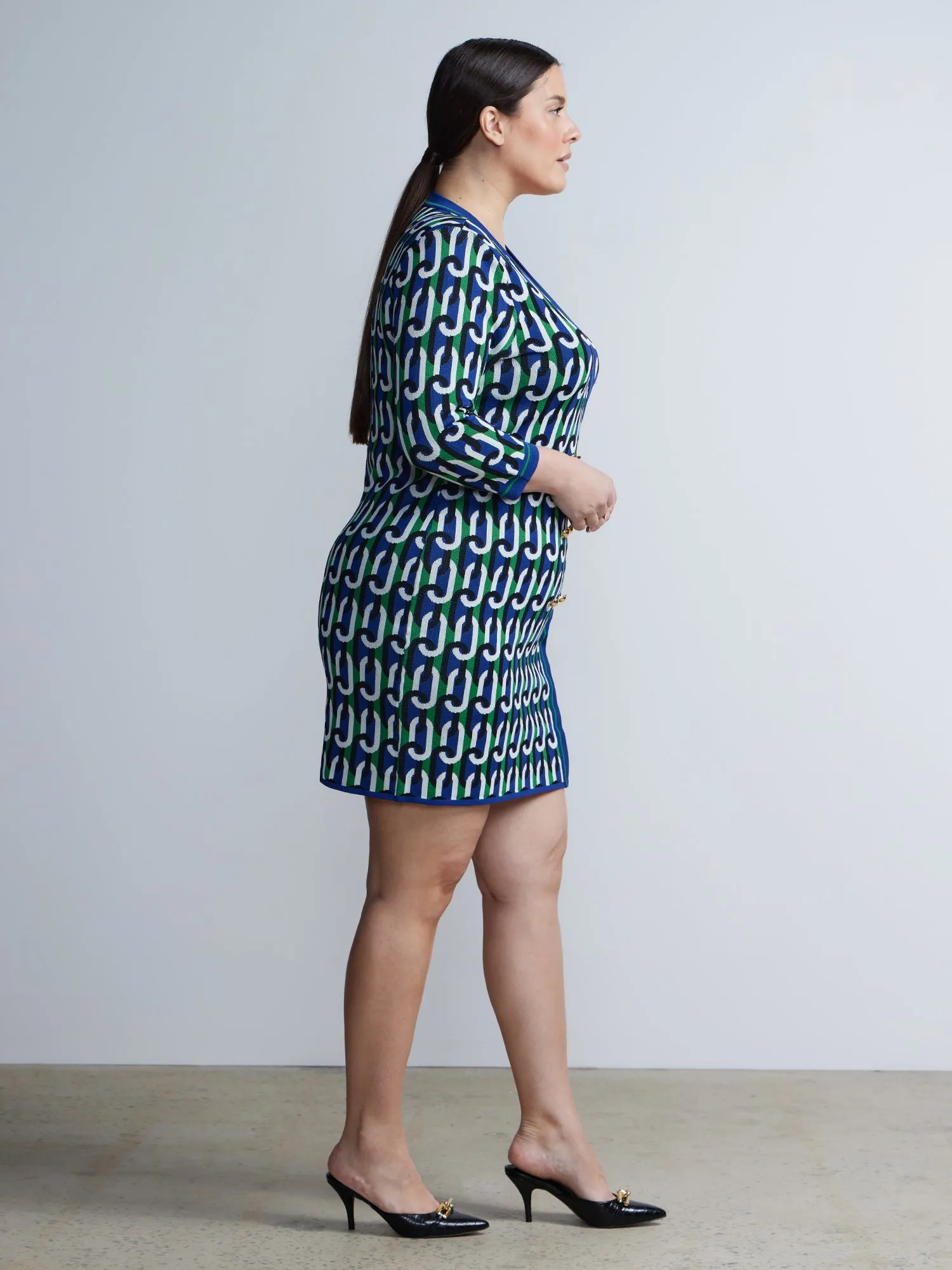 Plus Link Print Blazer Dress