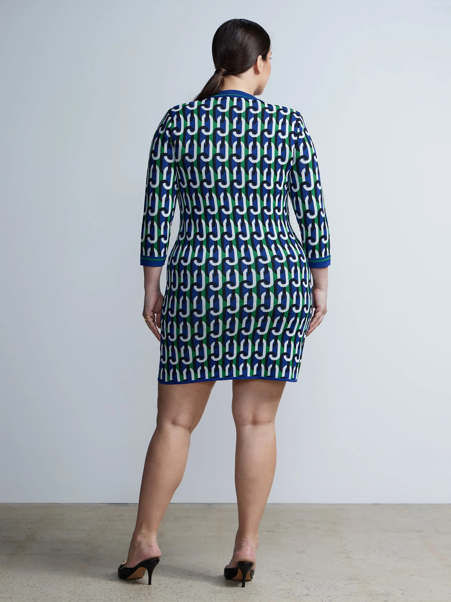 Plus Link Print Blazer Dress