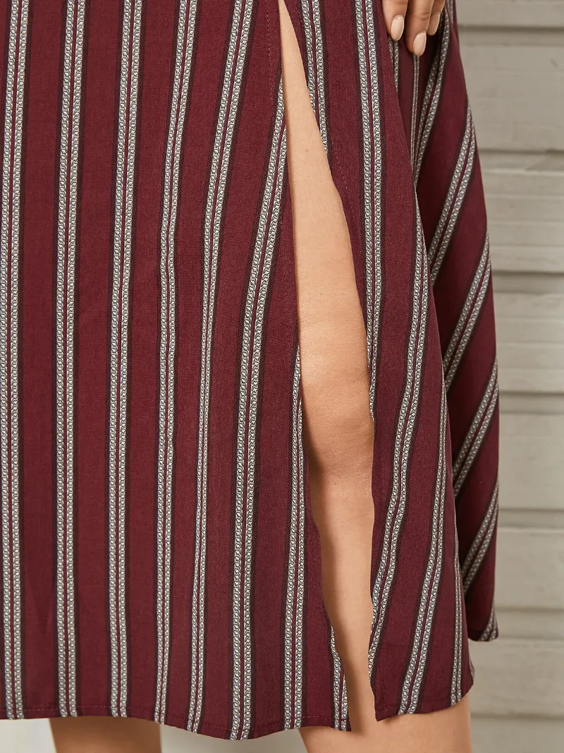 Plus Size Striped Long Sleeves Dress