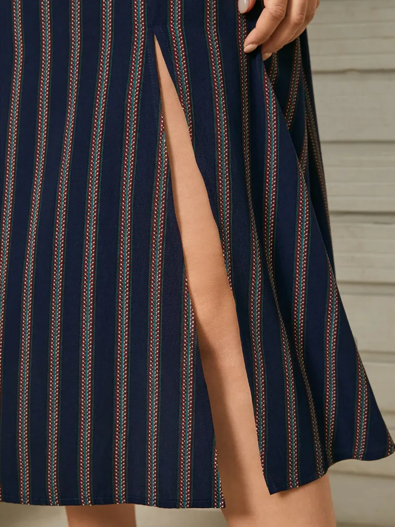 Plus Size Striped Long Sleeves Dress
