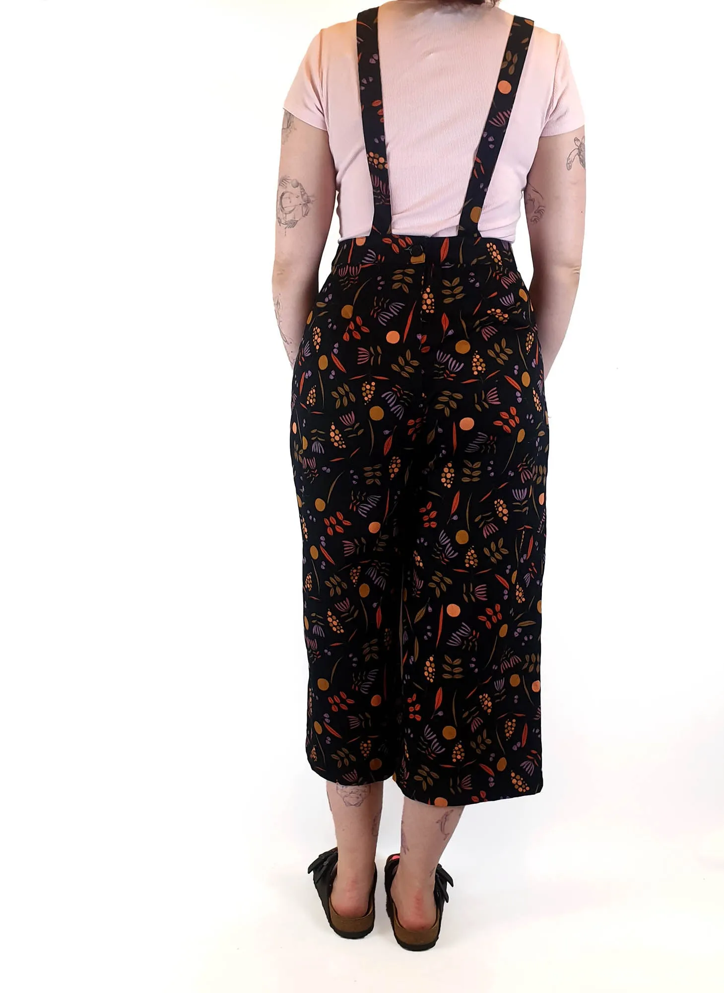 Princess Highway black and floral overalls size 12