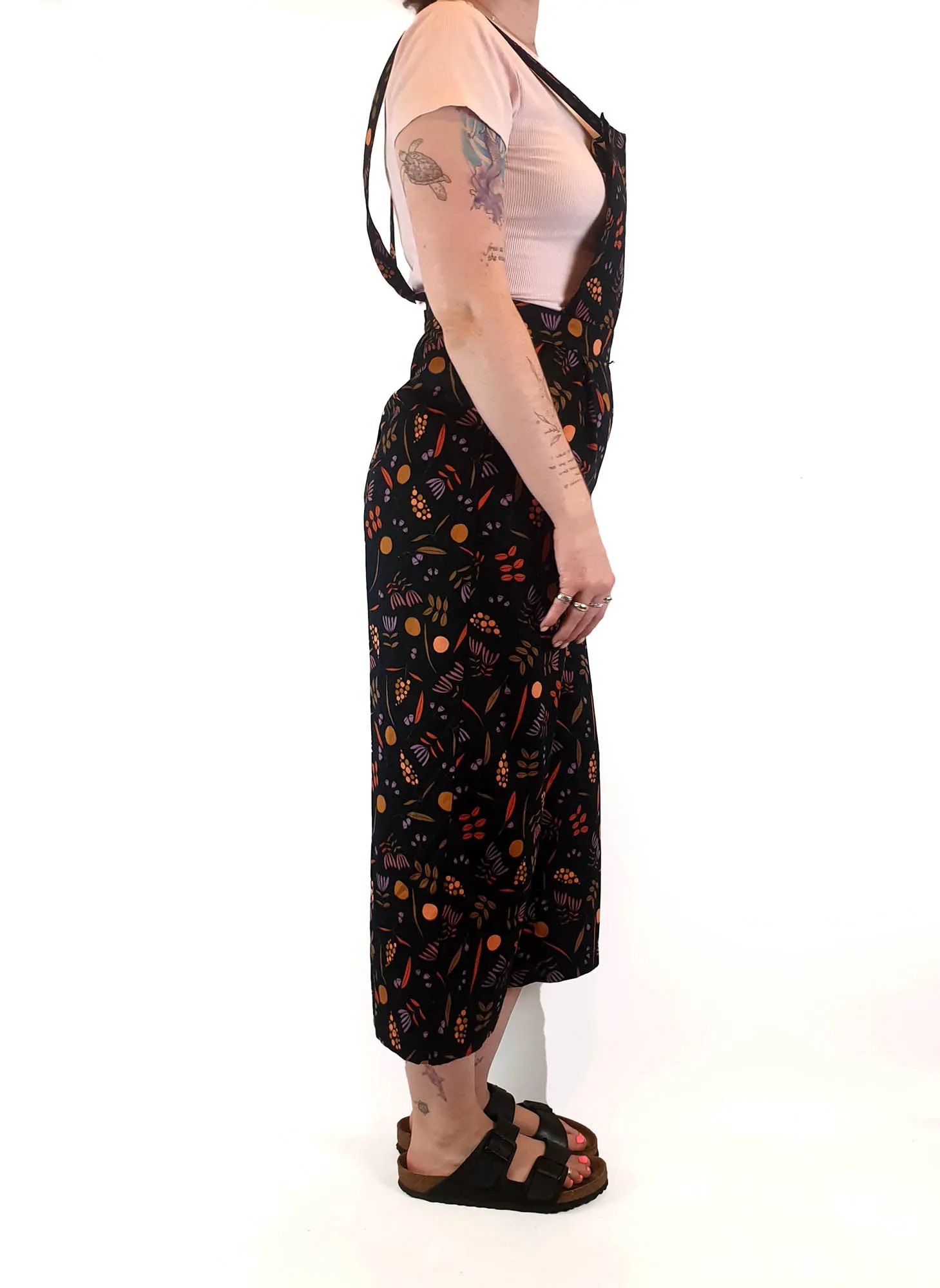 Princess Highway black and floral overalls size 12