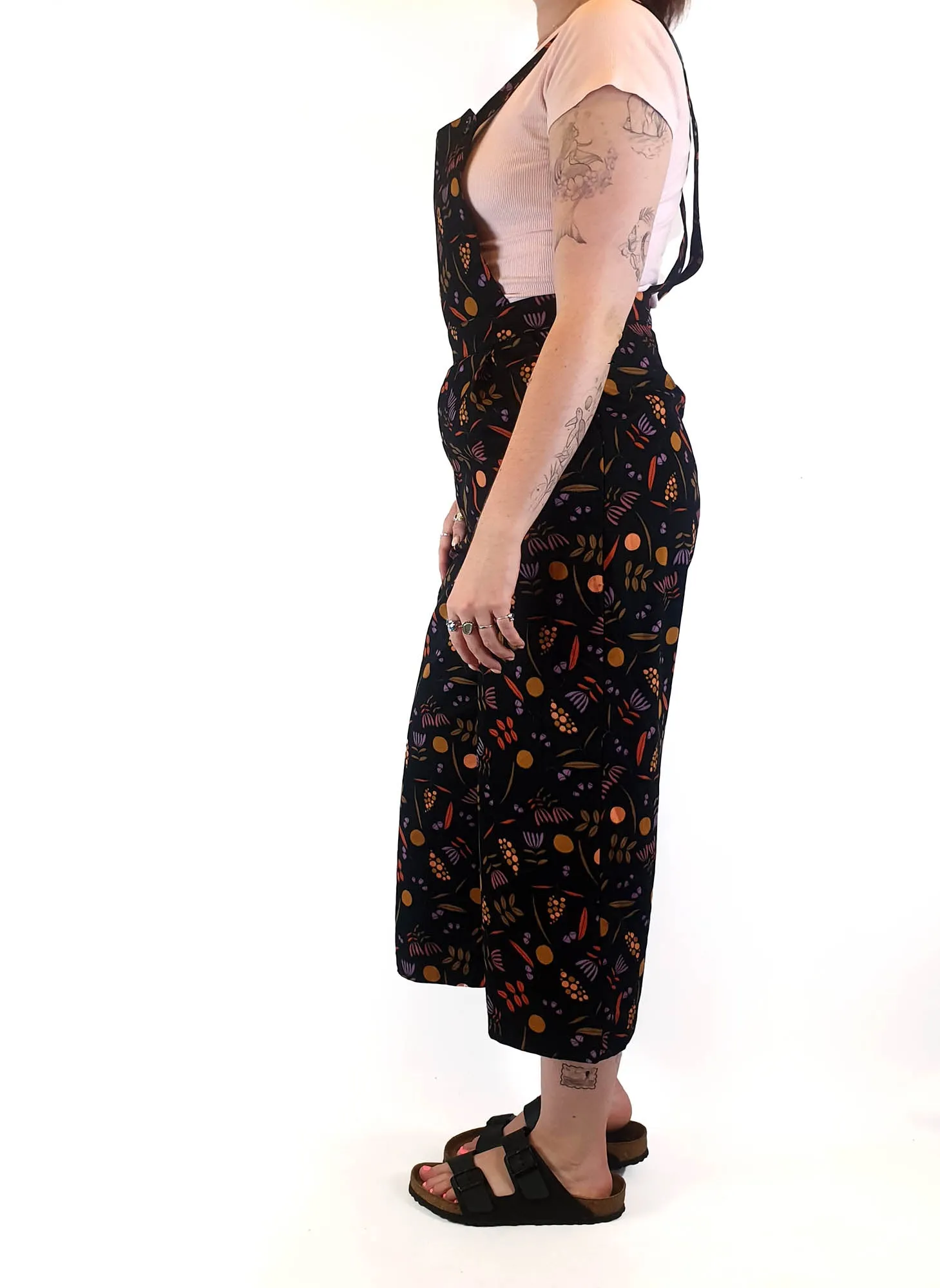 Princess Highway black and floral overalls size 12