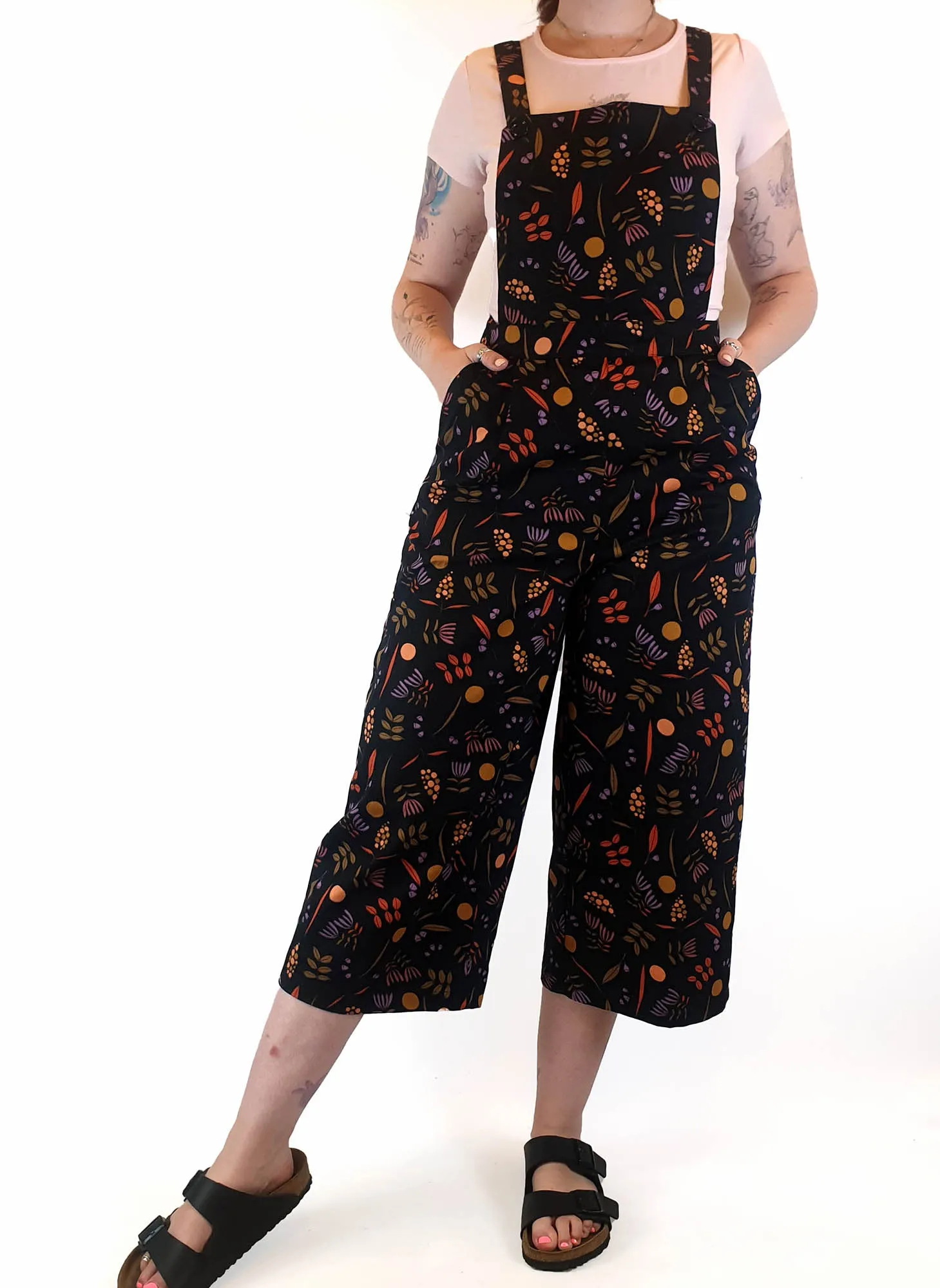 Princess Highway black and floral overalls size 12