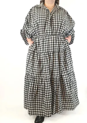 Proud Poppy black and white gingham maxi dress size 28