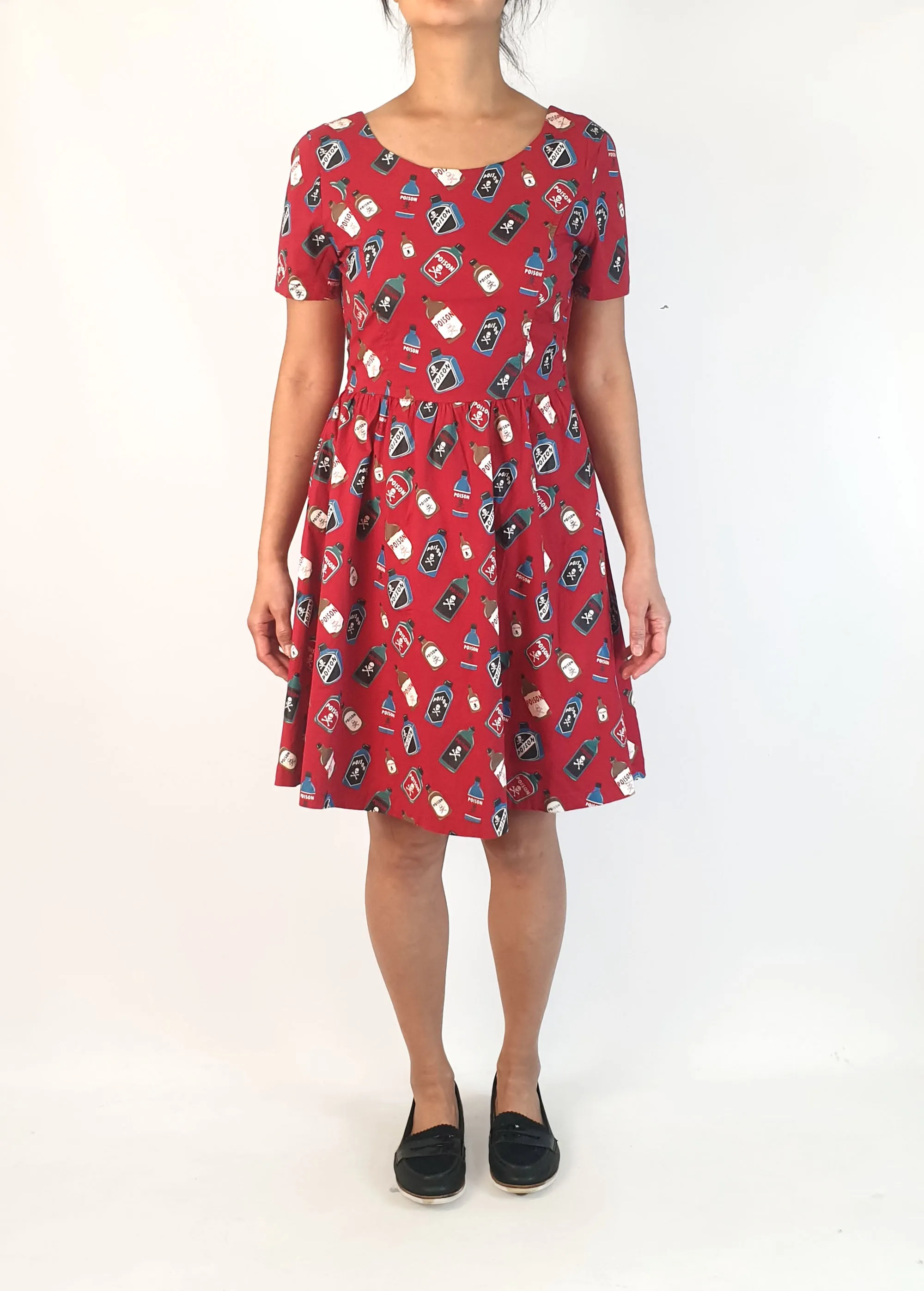 Revival red poison bottle print dress size 10