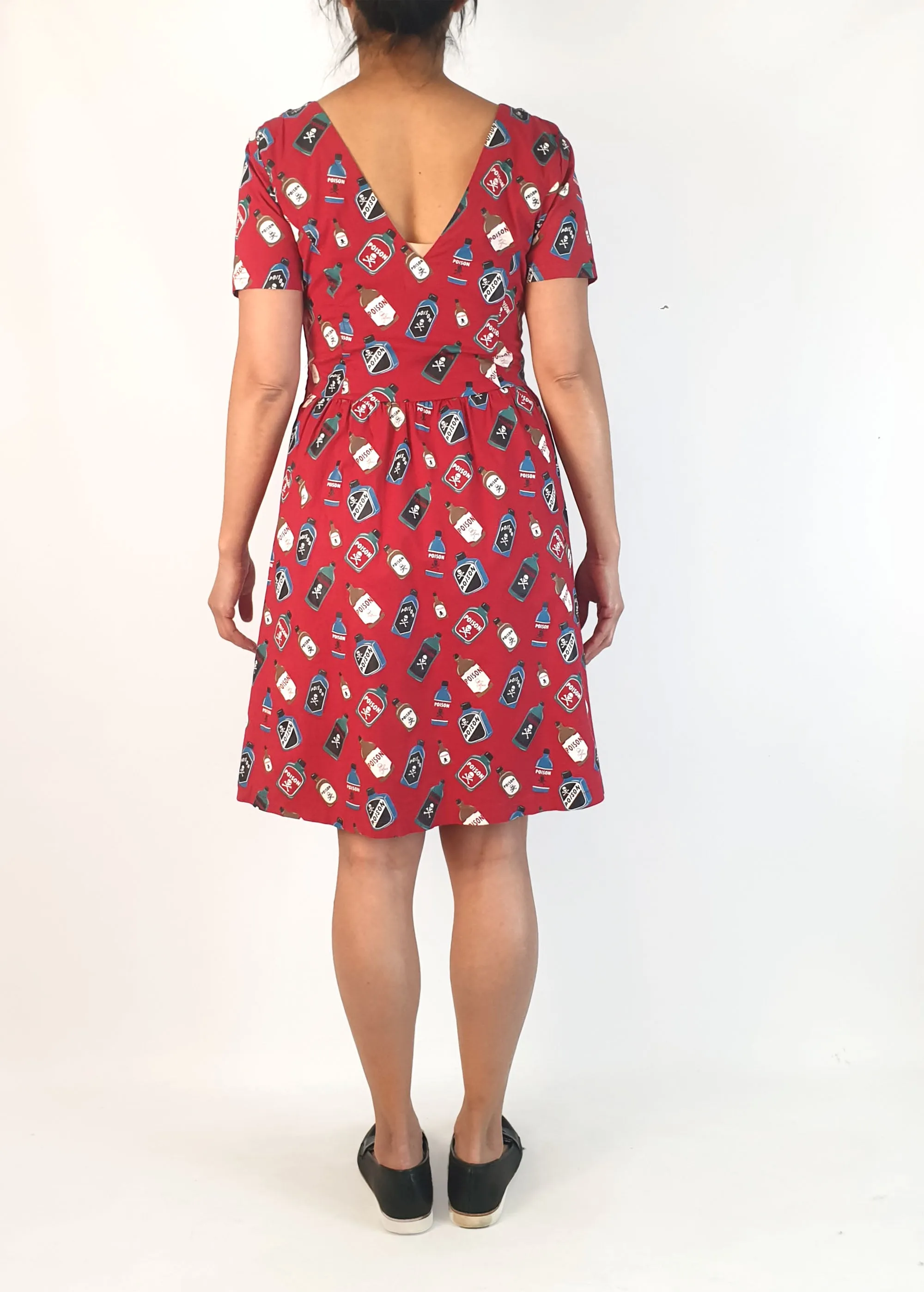 Revival red poison bottle print dress size 10