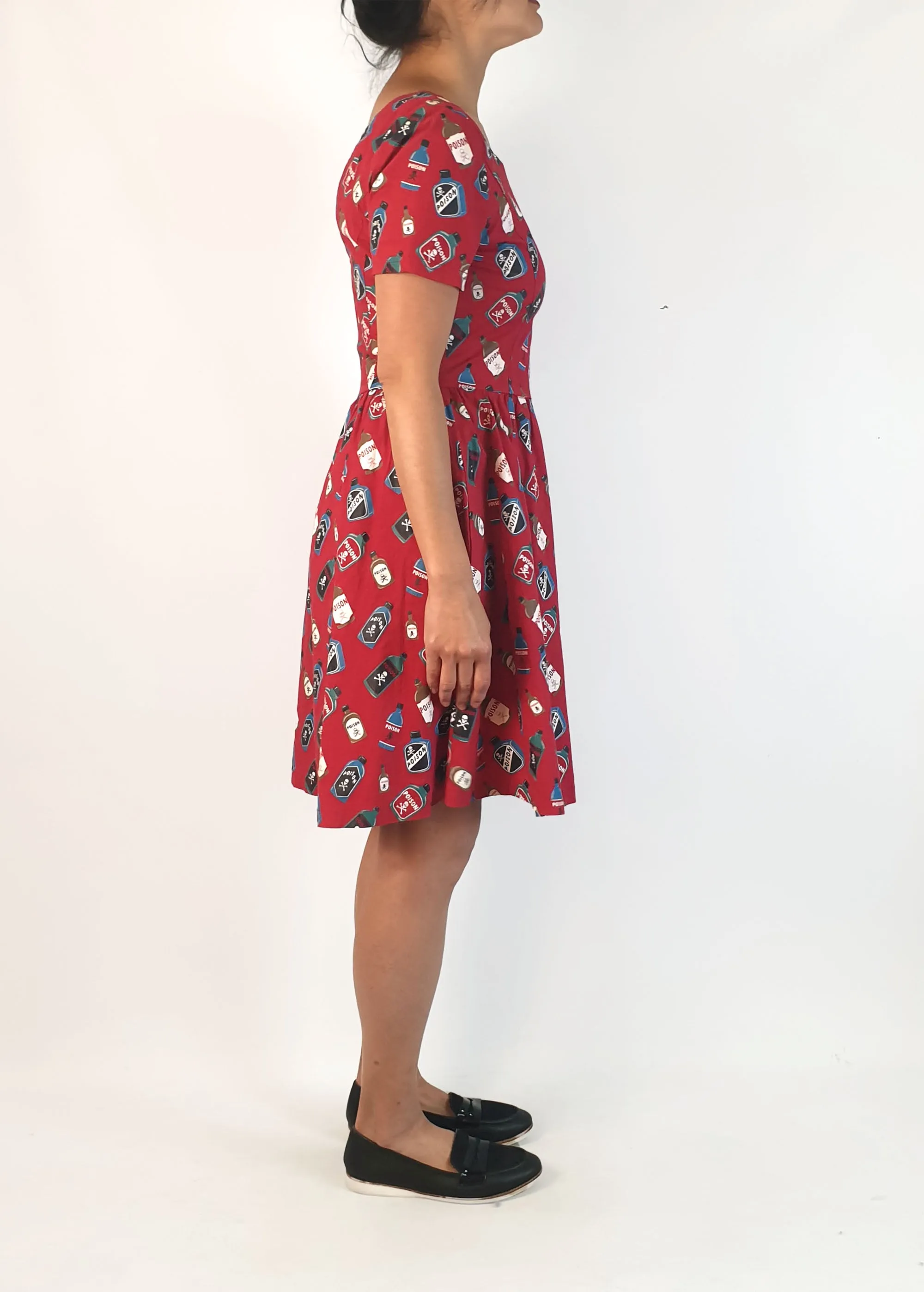 Revival red poison bottle print dress size 10
