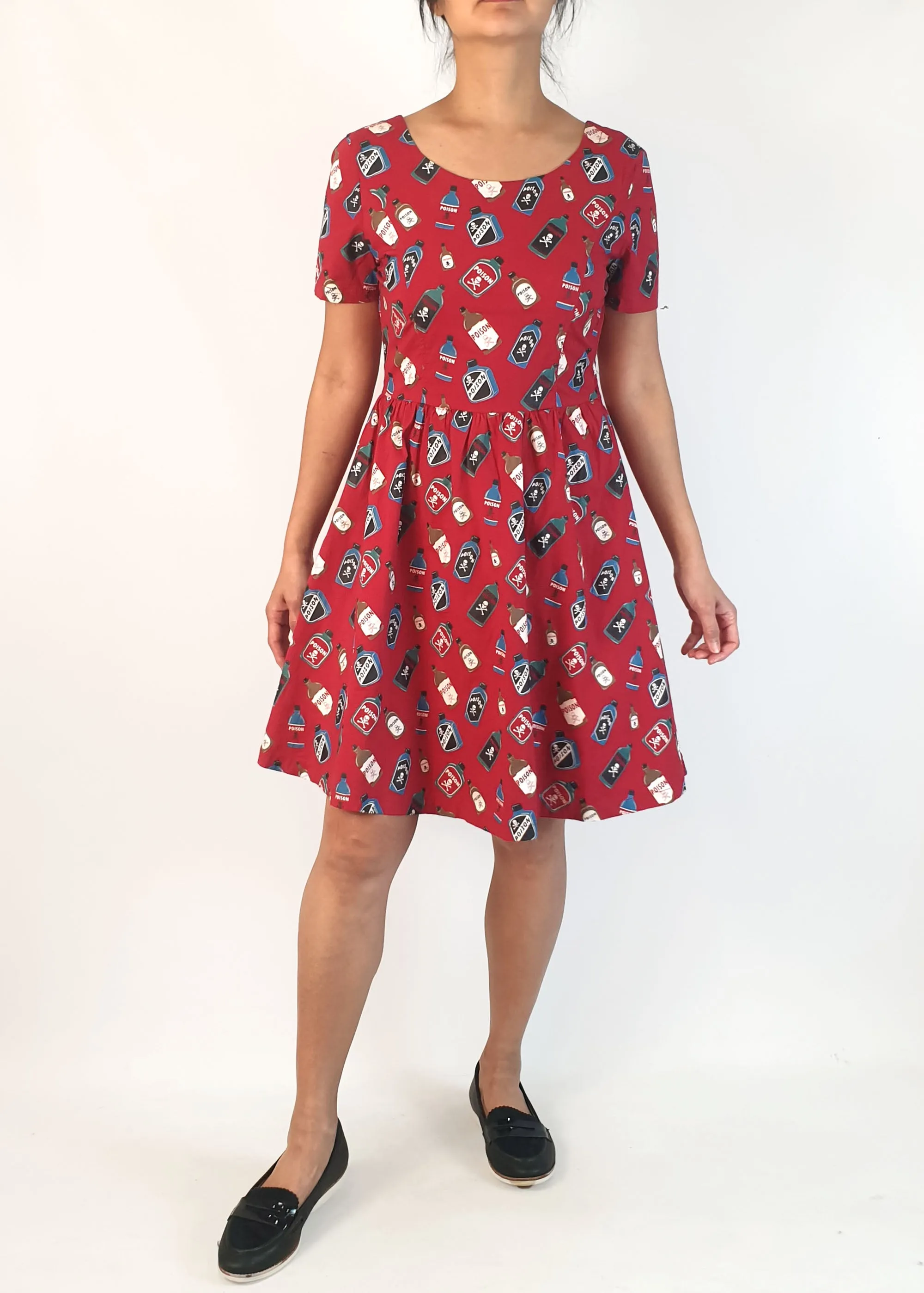 Revival red poison bottle print dress size 10