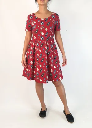 Revival red poison bottle print dress size 10