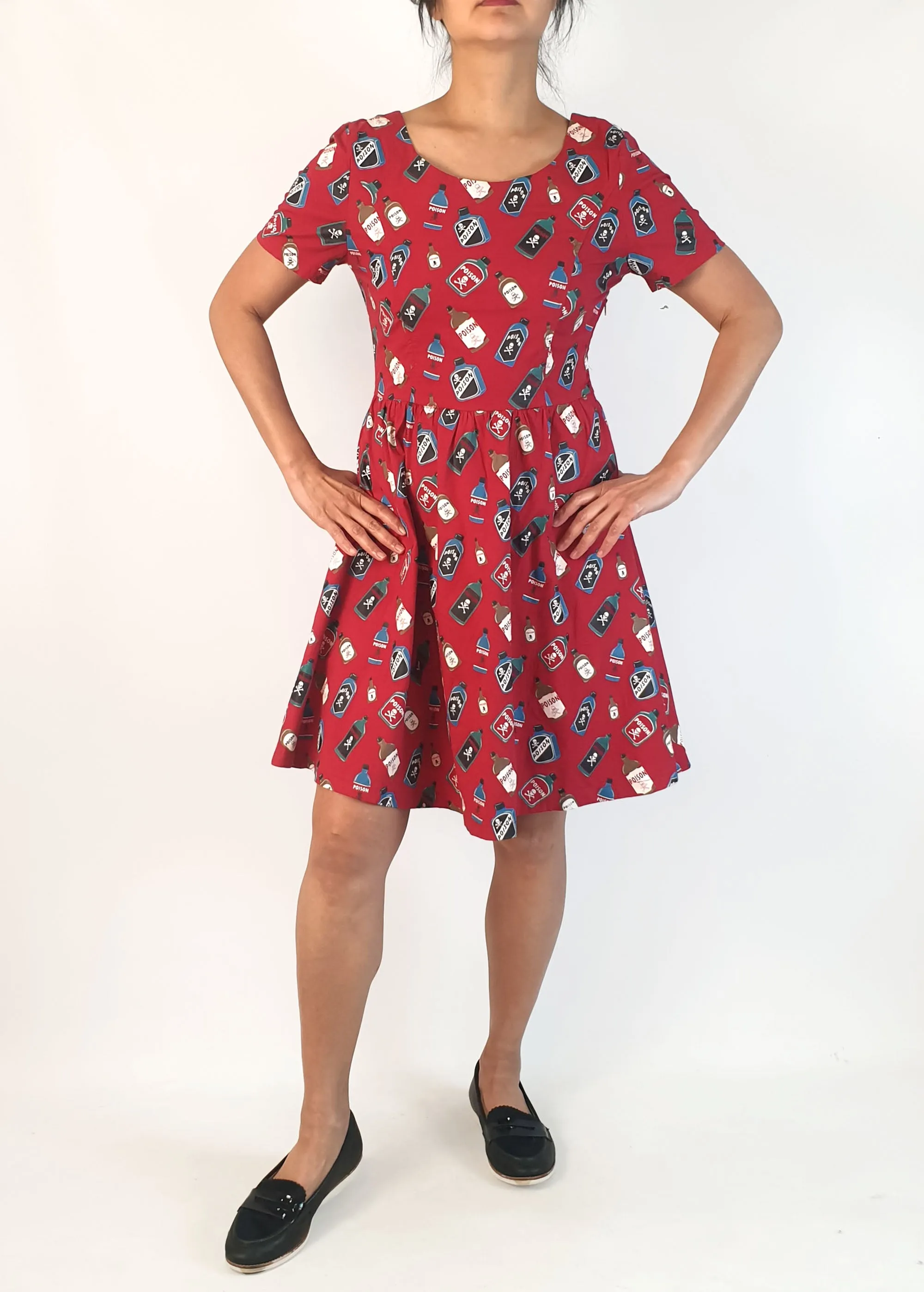 Revival red poison bottle print dress size 10