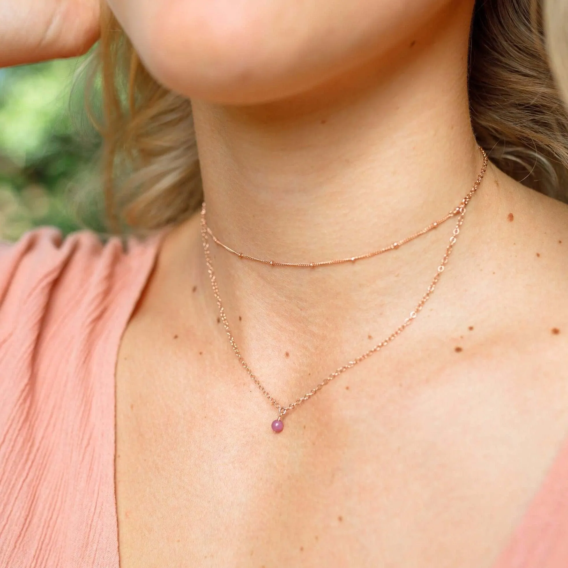 Ruby Gemstone Chain Layered Choker Necklace