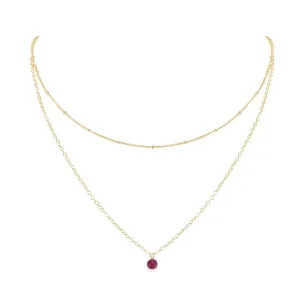 Ruby Gemstone Chain Layered Choker Necklace