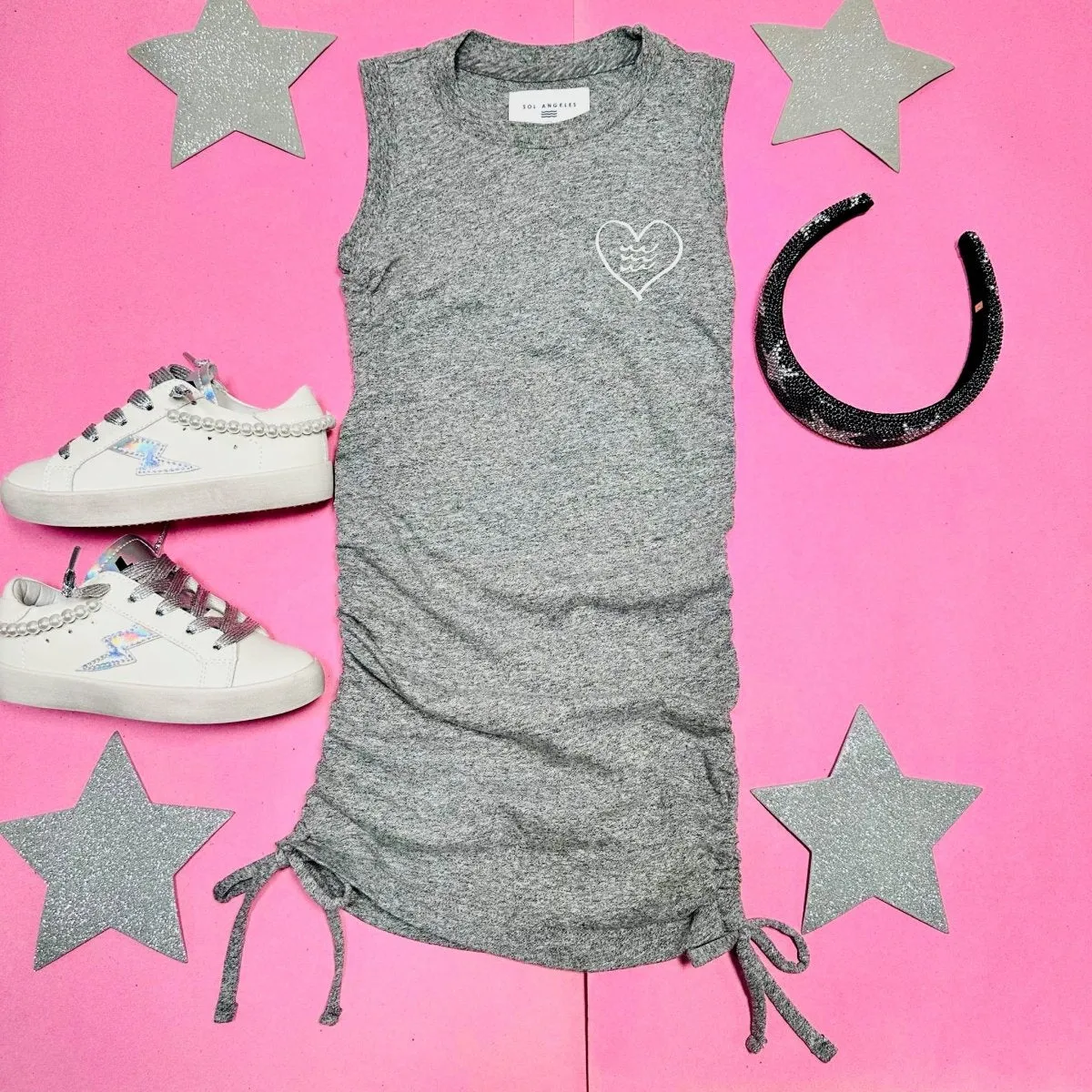 RUCHED TIE DRESS