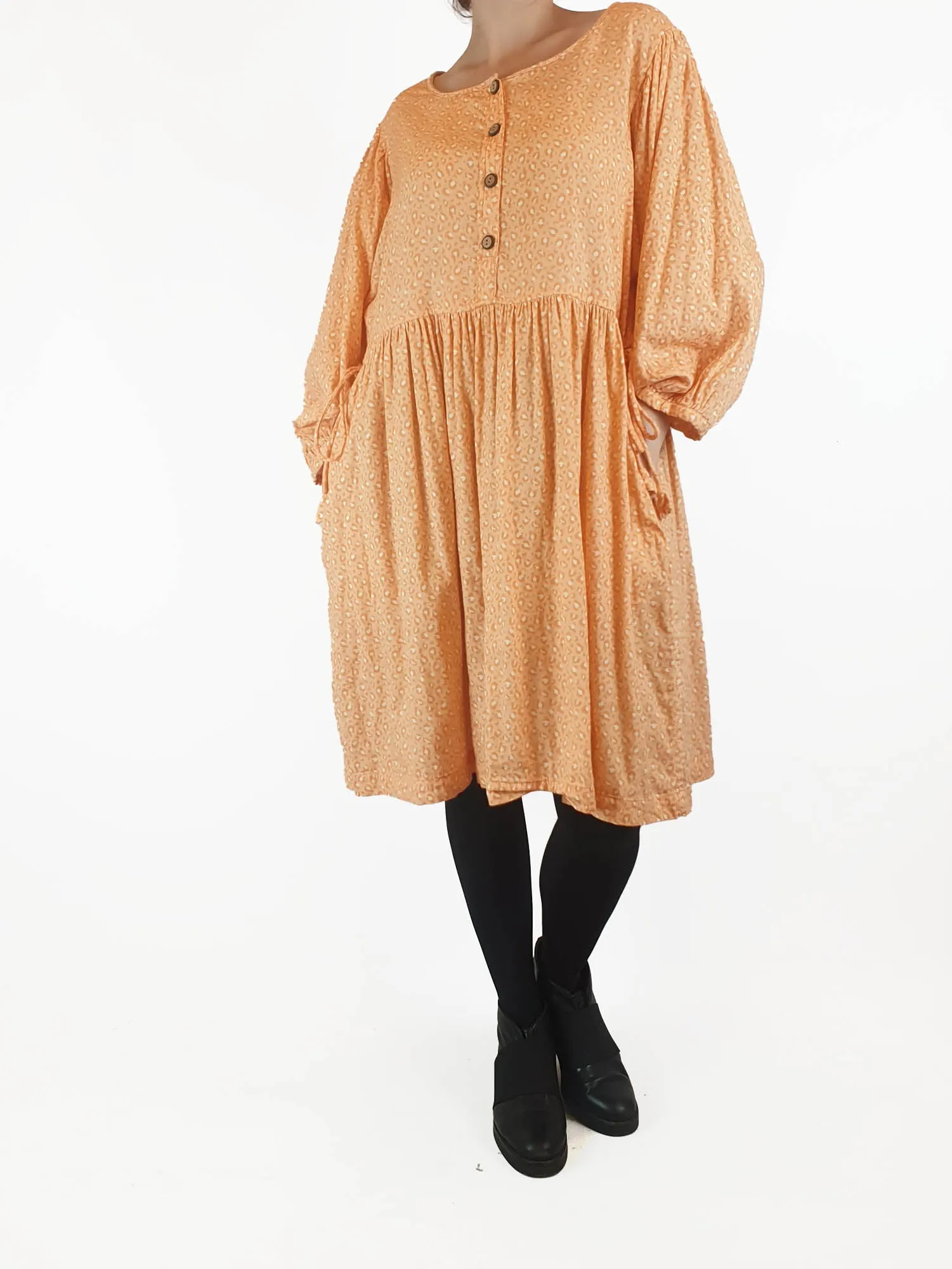Sage & Claire orange animal print long sleeve dress size S
