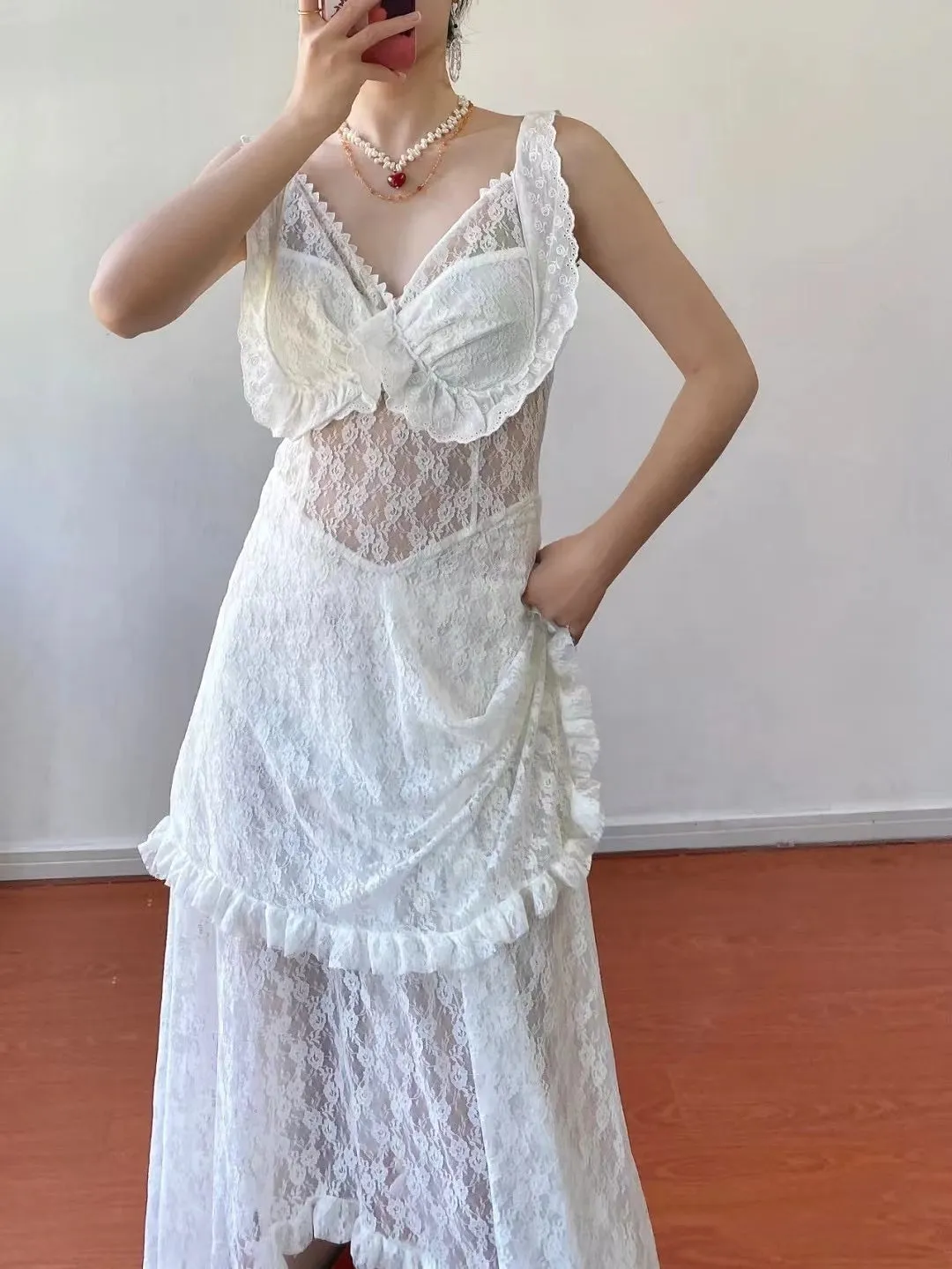 Sexy See-through Lace Strap Dress