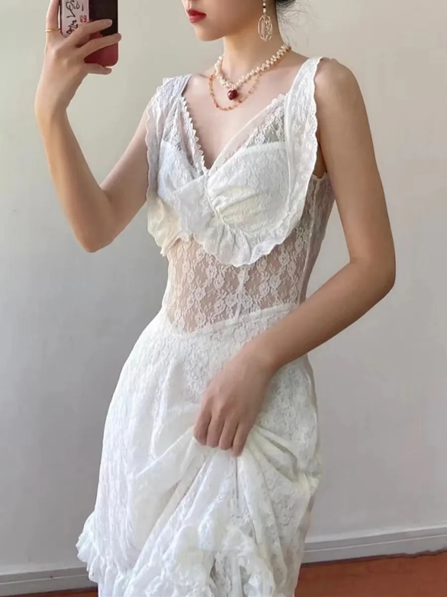 Sexy See-through Lace Strap Dress