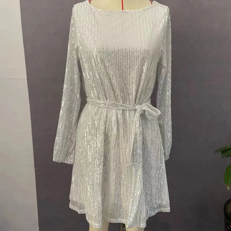 Sparkling Elegant Sequin Decor Evening Dress