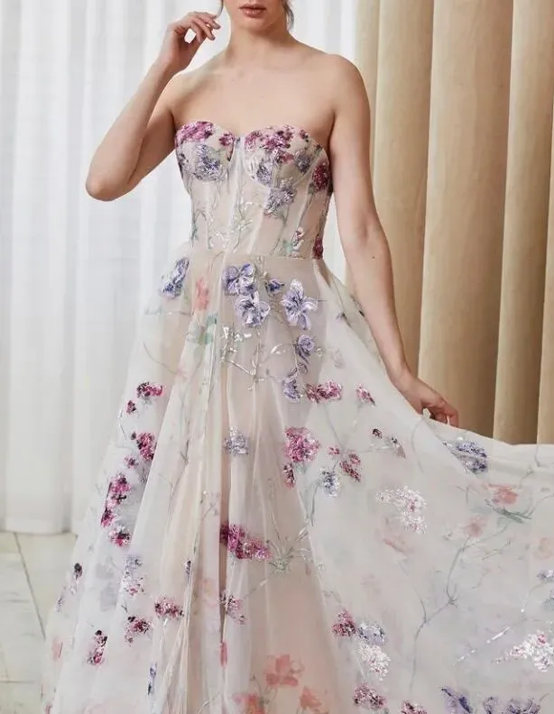 Stylish lace long A line prom dress evening dress KS4705