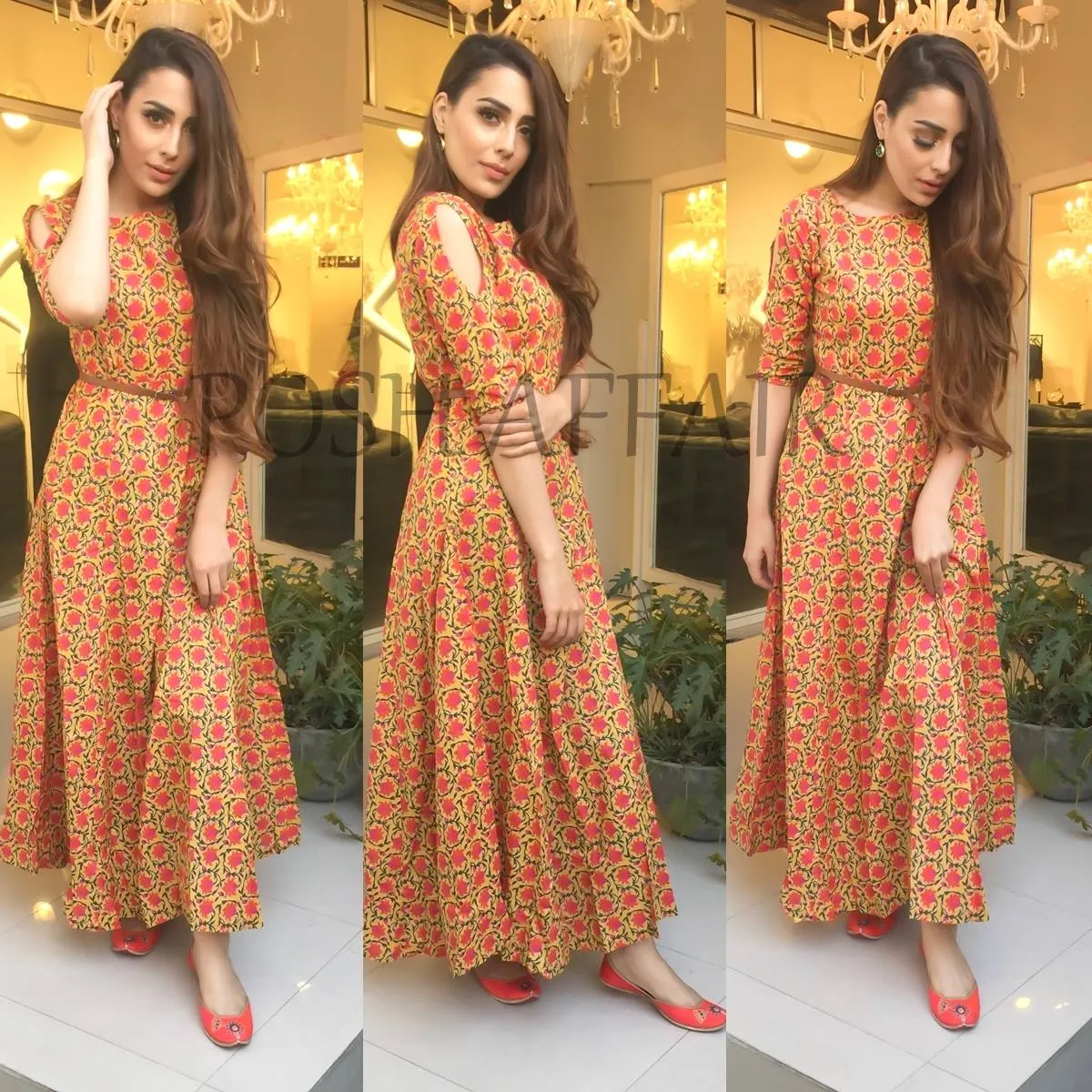 Sunflower Cut Shoulder Maxi
