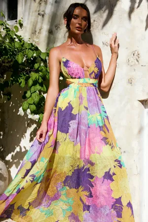 Taking It Maxi Dress - Yellow Multi