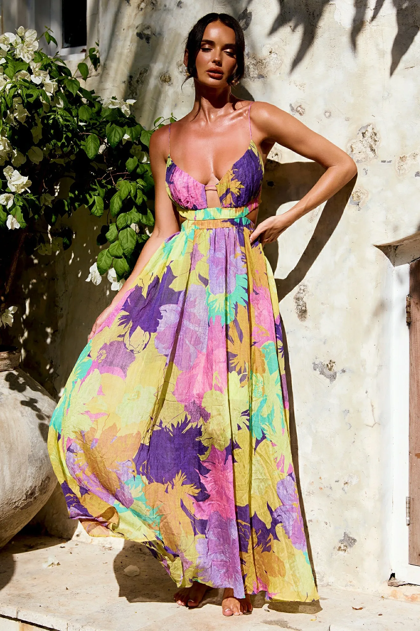 Taking It Maxi Dress - Yellow Multi