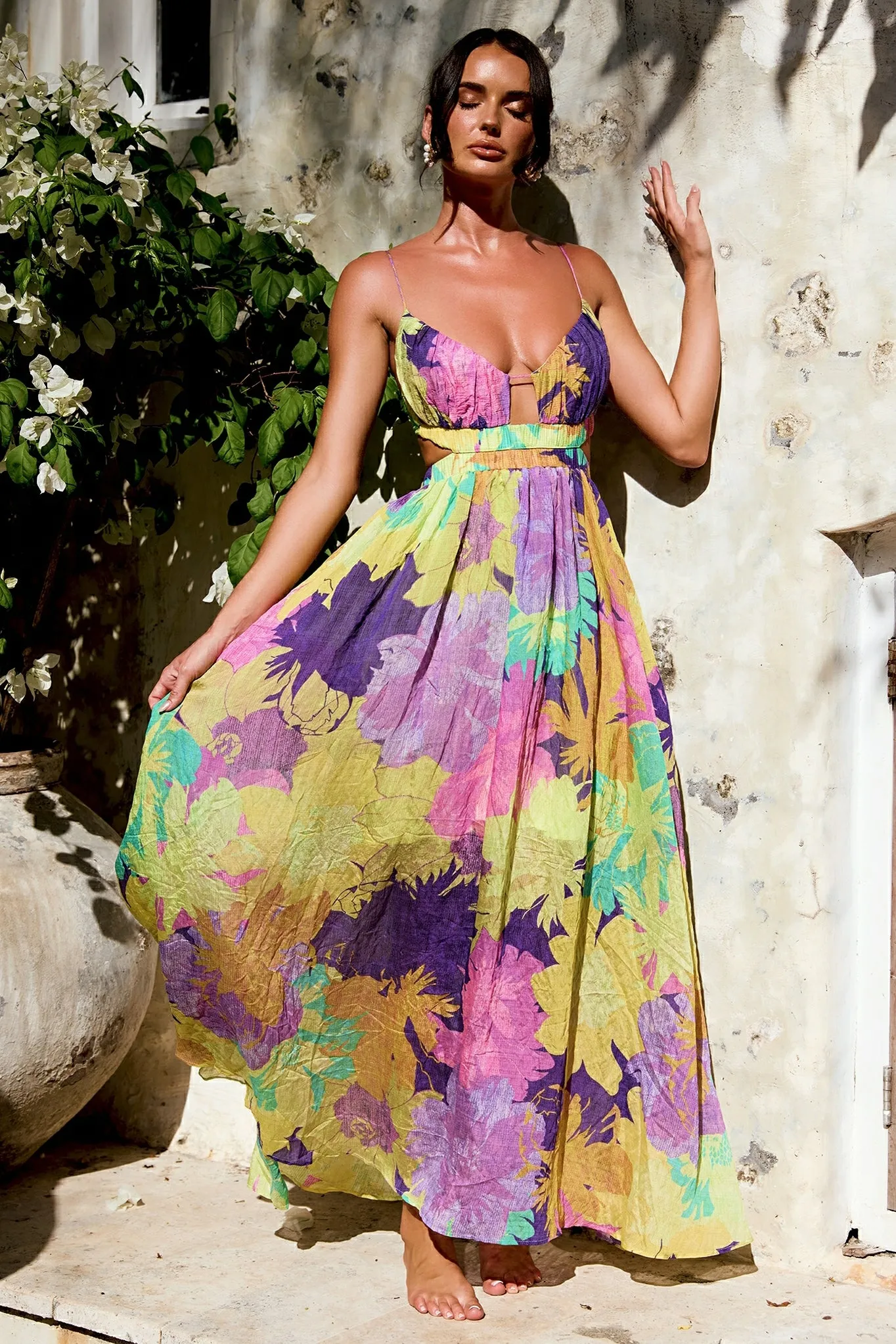 Taking It Maxi Dress - Yellow Multi