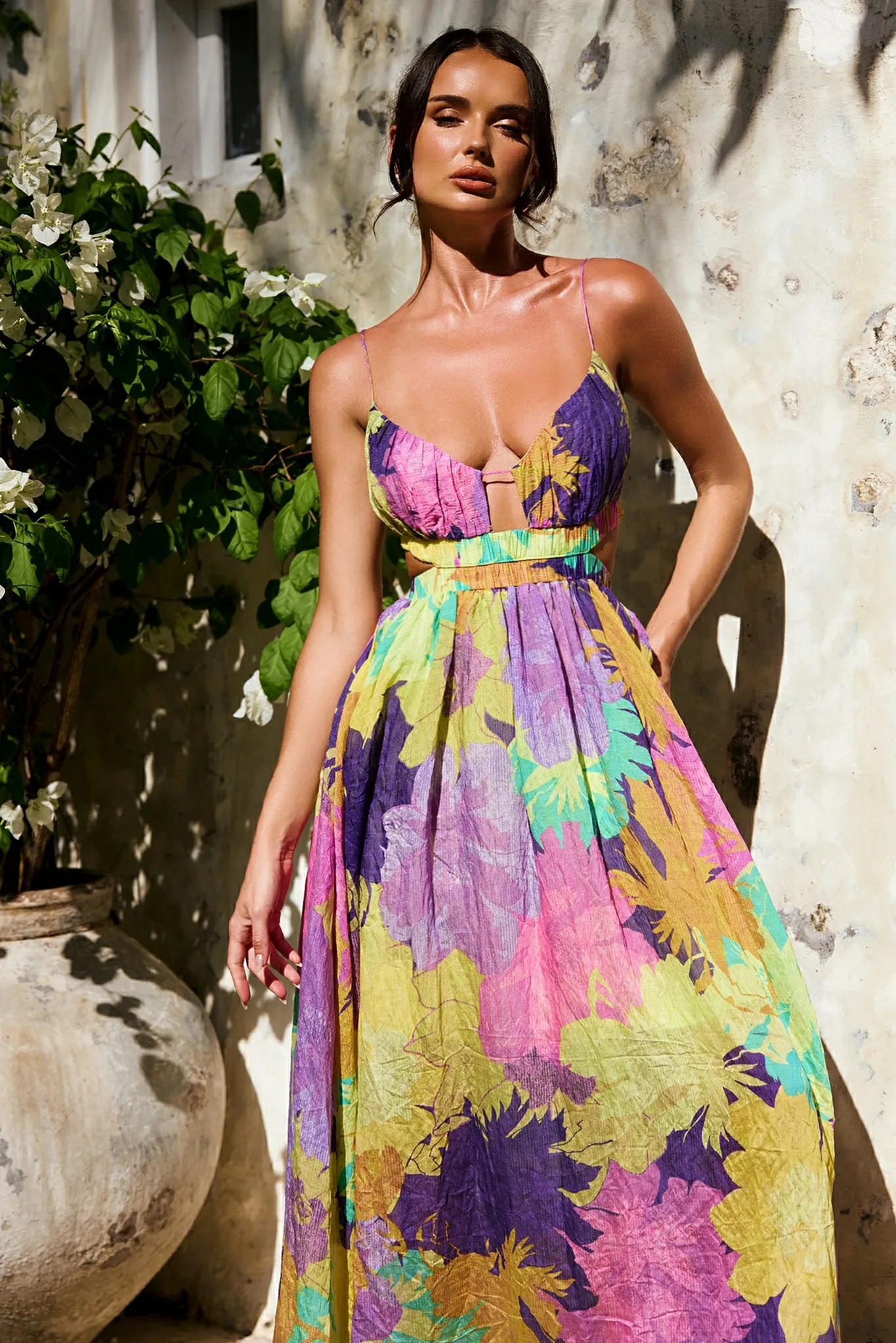 Taking It Maxi Dress - Yellow Multi
