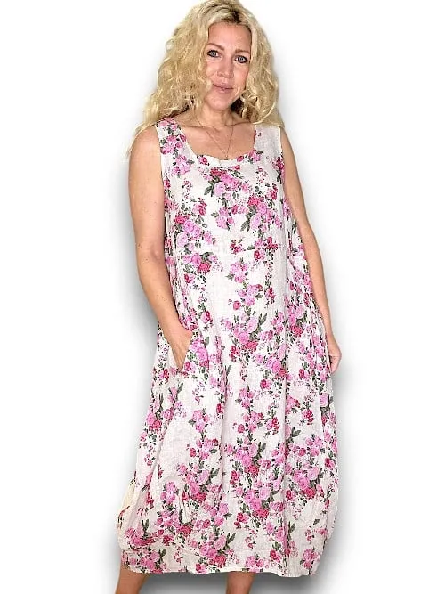TANK DRESS LINEN FAR AWAY ROSE LAVENDER