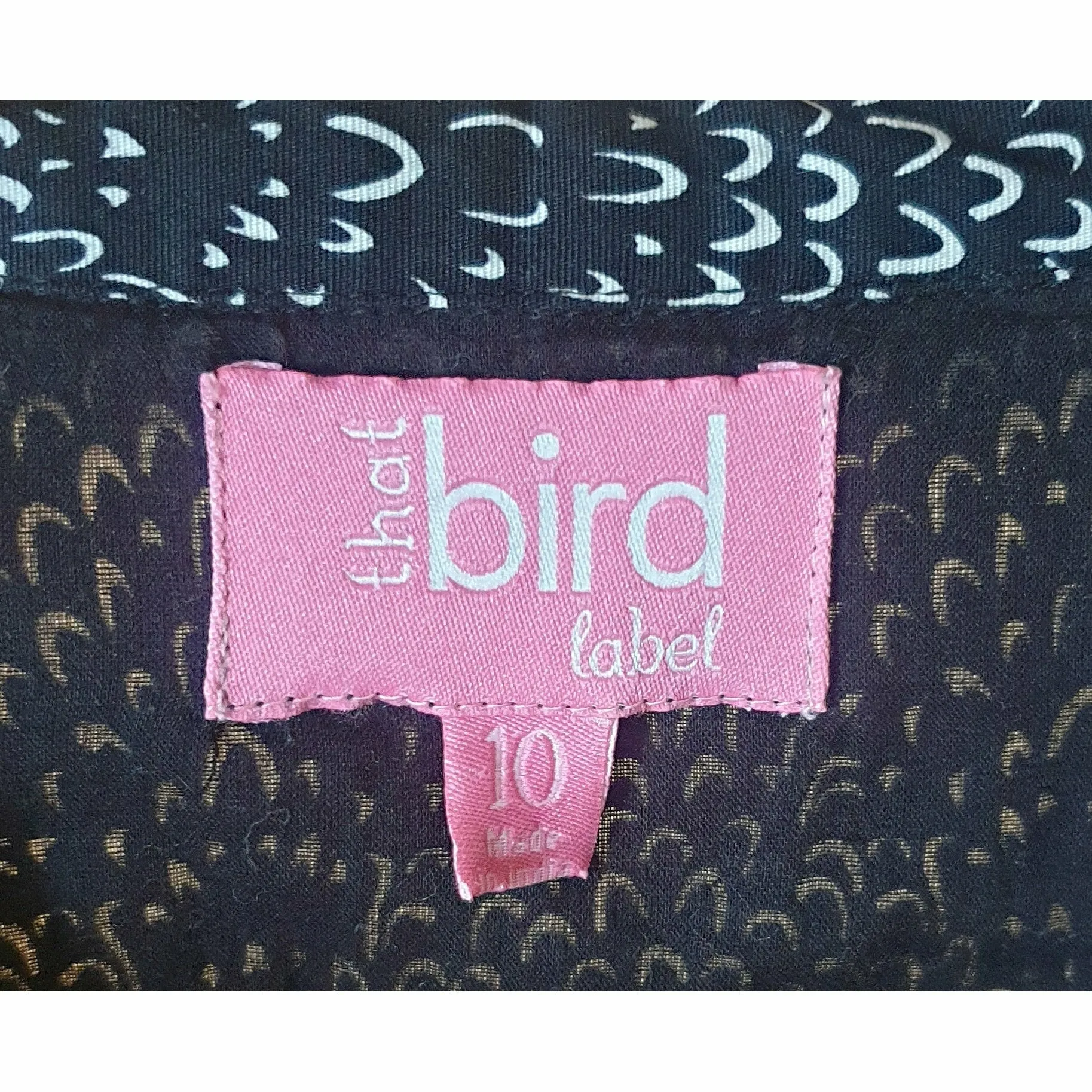 That Bird Label black print wrap style long sleeve dress size 10