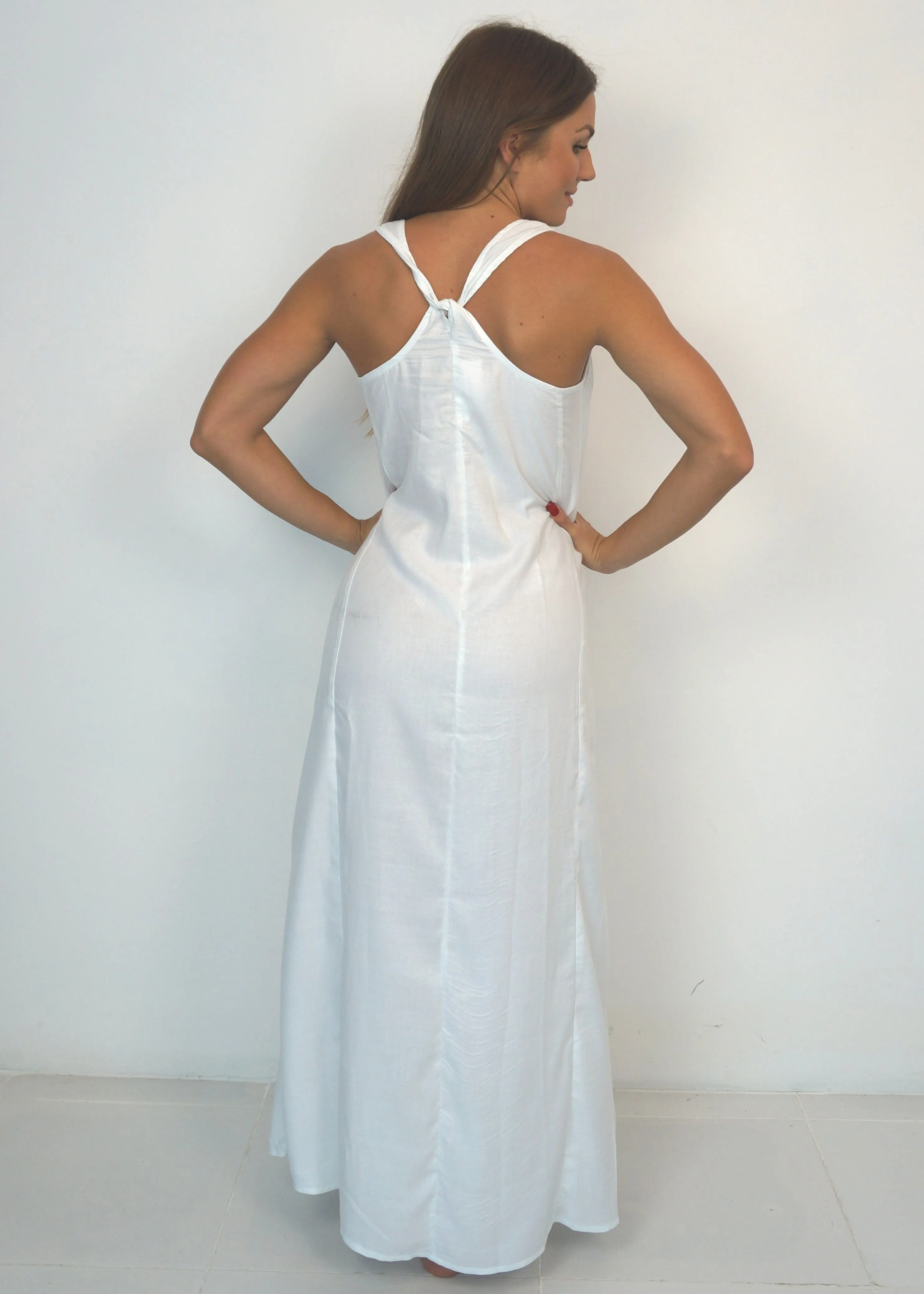 The Cross Back Maxi Dress - Pure White