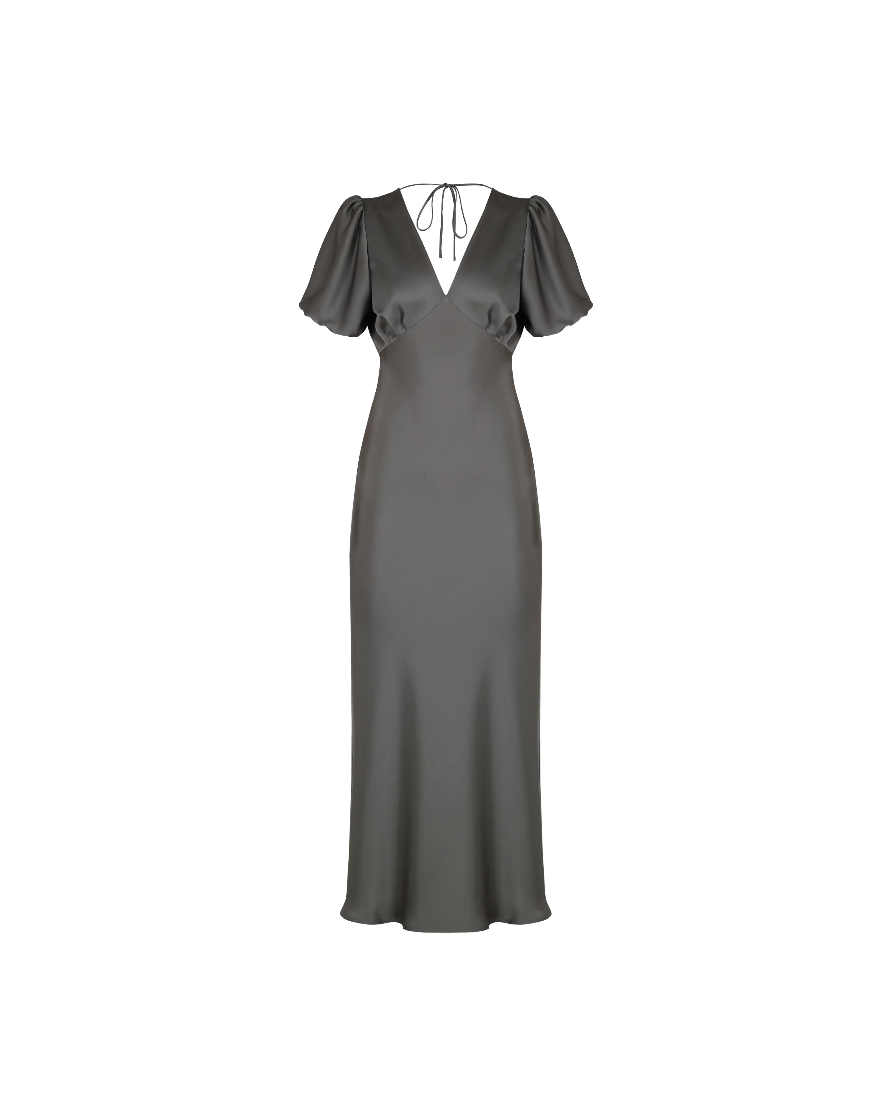 UMA SATIN DRESS CHARCOAL