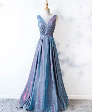 Unique Blue Sequin Long Prom Dress Blue Formal Dress